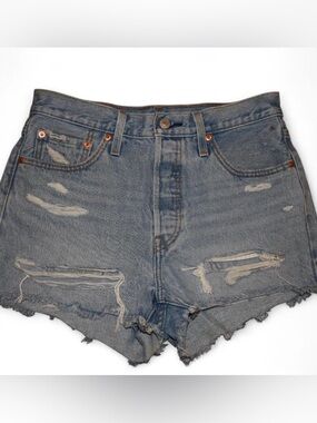 Levi's Light Blue Distressed Denim Cutoff Shorts